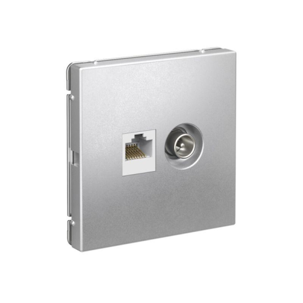 Розетка компьютерная + телевизионная 2-м СП ArtGallery RJ45 кат.5E + TV механизм алюм. SE GAL000389