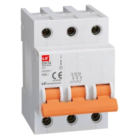 Выключатель автоматический модульный 3п D 3А 6кА BKN LS Electric 061301768B Выключатель автоматический модульный 3п D 3А 6кА BKN LS Electric 061301768B