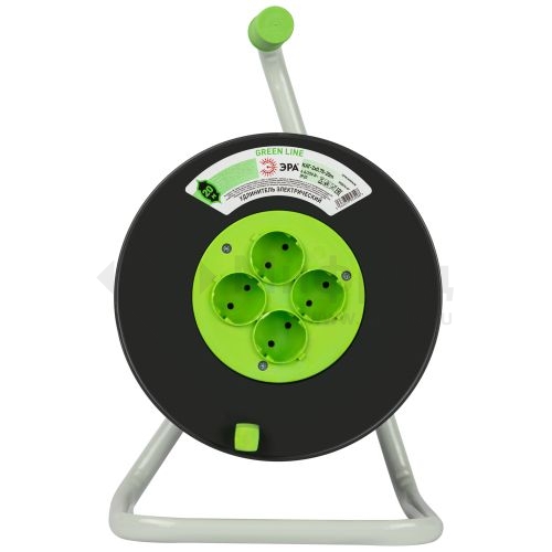 Удлинитель на пластик. катушке 4х20м без заземл. 6А IP20 GREEN LINE KAT-2x0.75-20m ПВС 2х0.75 Эра Б0065069
