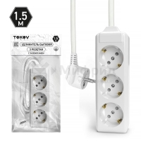 Удлинитель 3х1.5м с заземл. 10А 3х1.5 TOKOV ELECTRIC TKL-C01-BU3-1.5-1.5-Z