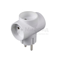 Разветвитель 3-м без заземл. 10А 2200Вт 250В Т-образ. бел. DОМТОК 2662