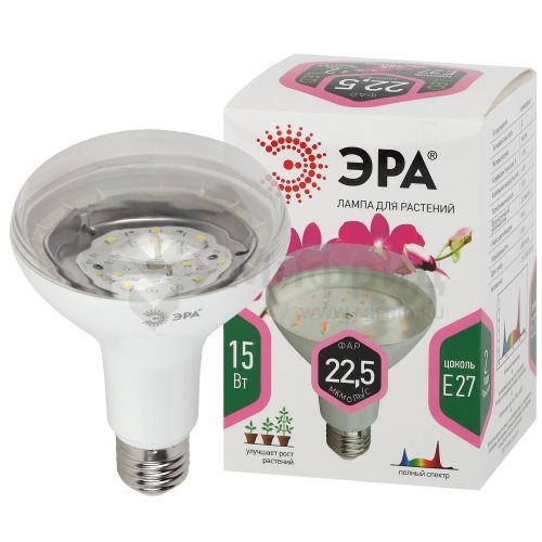 Лампа светодиодная FITO-15W-Ra90-E27 15Вт BR30 E27 220-240В для растений полноспектральная бел. спектр Эра Б0039173