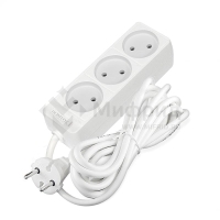 Удлинитель 3х3м без заземл. 10А IP20 2.2кВт ПВС 2х0.75 бел. DOMTOK 2371