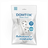 Удлинитель 2х1.5м с заземл. 16А IP20 3.5кВт ПВС 3х1 бел. DOMTOK 2384 Удлинитель 2х1.5м с заземл. 16А IP20 3.5кВт ПВС 3х1 бел. DOMTOK 2384