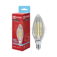 Лампа светодиодная филаментная LED-СВЕЧА-deco свеча прозрачная 15Вт 230В E14 6500К 1455лм IN HOME 4690612055961