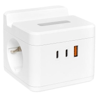 Удлинитель "Куб" 2х1.3м USB + 2Type C с быстрой зарядкой подставкой под телефон и ночником 1кв.мм EKF UBA-CUB-2-FC Удлинитель "Куб" 2х1.3м USB + 2Type C с быстрой зарядкой подставкой под телефон и ночником 1кв.мм EKF UBA-CUB-2-FC