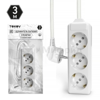 Удлинитель 3х3м с заземл. 10А 3х1.5 TOKOV ELECTRIC TKL-C01-BU3-3-1.5-Z