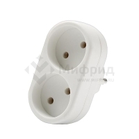 Разветвитель 2-м без заземл. 10А 2200Вт 250В плоский бел. DОМТОК 2651