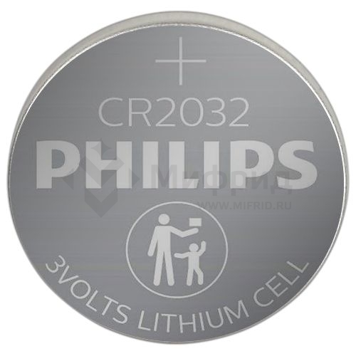 Элемент питания литиевый CR2032 (блист.2шт) CR2032P2/51 Philips Б0062716