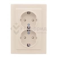 Розетка 2-м СП Минск 16А IP20 с заземл. защ. шторки беж. EKF ERR16-128-200