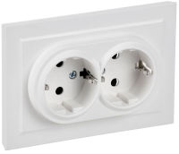Розетка 2-м СП BRITE РС12-3-БрАБ 16А в сборе с заземл. без защ. шторок арктич. бел. IEK BR-R21-16-K91-F