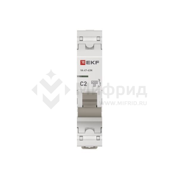 Выключатель автоматический модульный 1п C 2А 4.5кА ВА 47-63N PROxima EKF M634102C