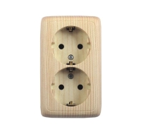 Розетка 2-м ОП Альфа 16А IP20 250В с заземл. с изолир. пластиной сосна HEGEL РА16-153-02