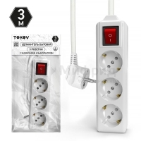Удлинитель 3х3м с заземл. с выкл. 10А 3х1.5 TOKOV ELECTRIC TKL-C01-BU3-3-1.5-ZV