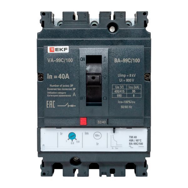 Выключатель автоматический 3п 100/40А 36кА ВА-99C Compact NS PROxima EKF mccb99C-100-40