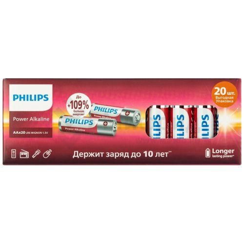Элемент питания алкалиновый AA/LR6 1.5В Power (блист.20шт) LR6P20BX/51 Philips Б0064673