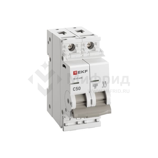 Выключатель автоматический модульный 2п C 50А 4.5кА ВА 47-63N PROxima EKF M634250C