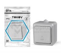 Кнопка звонка ОП Dita IP54 10А 250В сер. TOKOV ELECTRIC TKL-DT-DB-C06-IP54