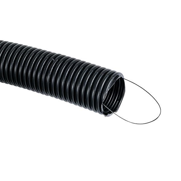Труба гофрированная d40мм с протяжкой безгалоген. трудногорючая (FRHF) черн. (уп.25м) Plast EKF FRHF-40
