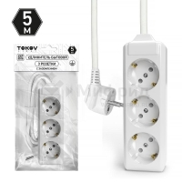 Удлинитель 3х5м с заземл. 10А 3х1.5 TOKOV ELECTRIC TKL-C01-BU3-5-1.5-Z