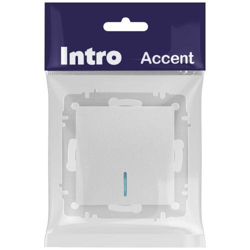 Выключатель 1-кл. СП Accent 6-102-03 10А IP20 250В с подсветкой AL/CU алюм. Intro Б0063478