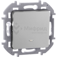 Переключатель 1-кл. 1п 1мод. СП Inspiria 10А IP20 250В 10AX с подсветкой/индикацией механизм алюм. IEK 673662