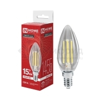 Лампа светодиодная филаментная LED-СВЕЧА-deco свеча прозрачная 15Вт 230В E14 4000К 1455лм IN HOME 4690612055954