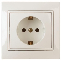 Розетка 1-м СП Plano 1-202-02 16А IP20 250В 2P+E Schuko сл. кость Intro Б0053876