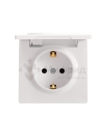 Розетка 1-м ОП LETO с заземл. с крышкой LETO ПБТ бел. LEZARD 752-0200-123B