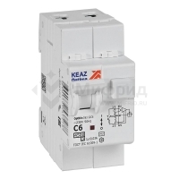 Выключатель автоматический дифференциального тока 2п OptiDin D63-22C6-AC-У3 C6 30мА 4.5кА с защитой от сверхтоков КЭАЗ 328103