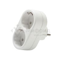 Разветвитель 2-м с заземл. 16А 3500Вт 250В плоский бел. DОМТОК 2653