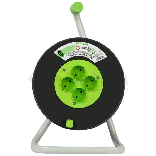 Удлинитель на пластик. катушке 4х15м без заземл. 6А IP20 GREEN LINE KAT-2x0.75-15m ПВС 2х0.75 Эра Б0065052
