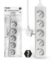 Удлинитель 5х3м с заземл. 10А 3х1.5 TOKOV ELECTRIC TKL-C01-BU5-3-1.5-Z