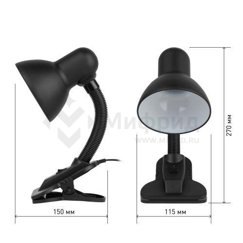 Светильник настольный N-102-E27-40W-BK матов. черн. Эра C0041424