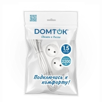 Удлинитель 2х1.5м без заземл. 10А IP20 2.2кВт ПВС 2х1 бел. DOMTOK 2344 Удлинитель 2х1.5м без заземл. 10А IP20 2.2кВт ПВС 2х1 бел. DOMTOK 2344