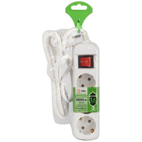 Удлинитель 3х1.5м с заземл. с выкл. ПВС 3х1 UDL-16-315-ES Greenline Эра Б0065078 Удлинитель 3х1.5м с заземл. с выкл. ПВС 3х1 UDL-16-315-ES Greenline Эра Б0065078