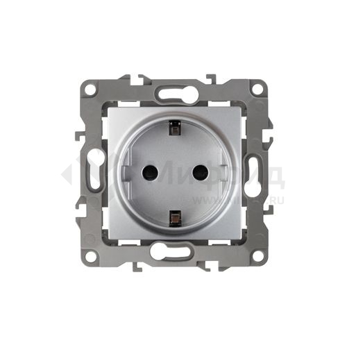 Розетка 1-м СП Эра12 12-2101-03 16А IP20 16AX 250В 2P+E Schuko механизм алюм. Эра Б0014677