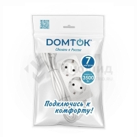Удлинитель 2х7м с заземл. 16А IP20 3.5кВт ПВС 3х1 бел. DOMTOK 2388
