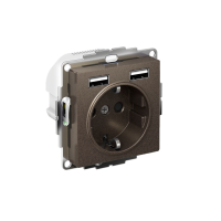 Розетка 1-м СП AtlasDesign 16А IP20 с 2-мя заряд. устройствами USB тип A+A 5В/2.4А 2х5В/1.2А механизм мокко SE ATN000630