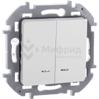 Выключатель 2-кл. 1п 1мод. СП Inspiria 10А IP20 250В 10AX с подсветкой/индикацией механизм бел. IEK 673630