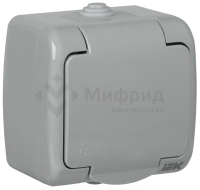 Розетка 1-м ОП AQUATIC РСш12-2-А 16А IP54 с заземл. с крышкой GENERICA ERA12-K03-16-54