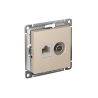 Розетка компьютерная + телевизионная 2-м СП AtlasDesign RJ45 кат.5E + TV механизм песочн. SE ATN001289