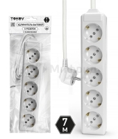 Удлинитель 5х7м с заземл. 10А 3х1.5 TOKOV ELECTRIC TKL-C01-BU5-7-1.5-Z