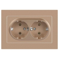 Розетка 2-м СП Accent 6-205-04 16А IP20 250В 2P+E Schuko AL/CU шампань Intro Б0063492