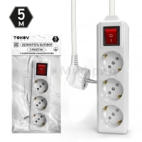 Удлинитель 3х5м с заземл. с выкл. 10А 3х1.5 TOKOV ELECTRIC TKL-C01-BU3-5-1.5-ZV