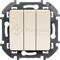 Выключатель 3-кл. Inspiria 20А IP20 250В 10AX механизм сл. кость IEK 673641