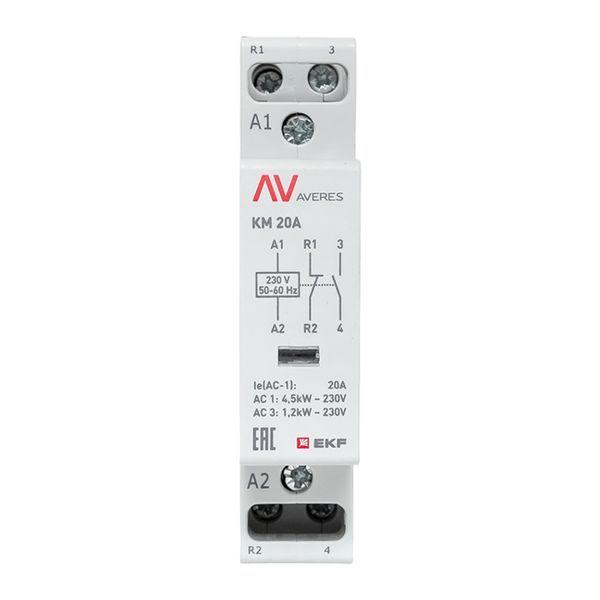 Контактор модульный КМ 20А 1NC+1NO 230В AC (1 мод.) AVERES EKF km-av-1-20-11-230V Контактор модульный КМ 20А 1NC+1NO 230В AC (1 мод.) AVERES EKF km-av-1-20-11-230V