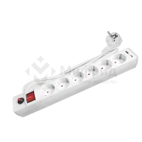 Удлинитель с сетевым фильтром 6х1.8м с заземл. 10А IP20 2.2кВт USB type-A + type-C ПВС 3х0.75 с выкл. бел. UNIVersal 2543