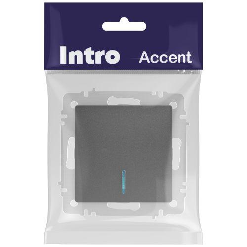 Выключатель 1-кл. СП Accent 6-102-07 10А IP20 250В с подсветкой AL/CU графит Intro Б0063434