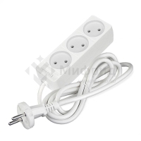 Удлинитель 3х1.5м без заземл. 10А IP20 2.2кВт ПВС 2х0.75 бел. DOMTOK 2370
